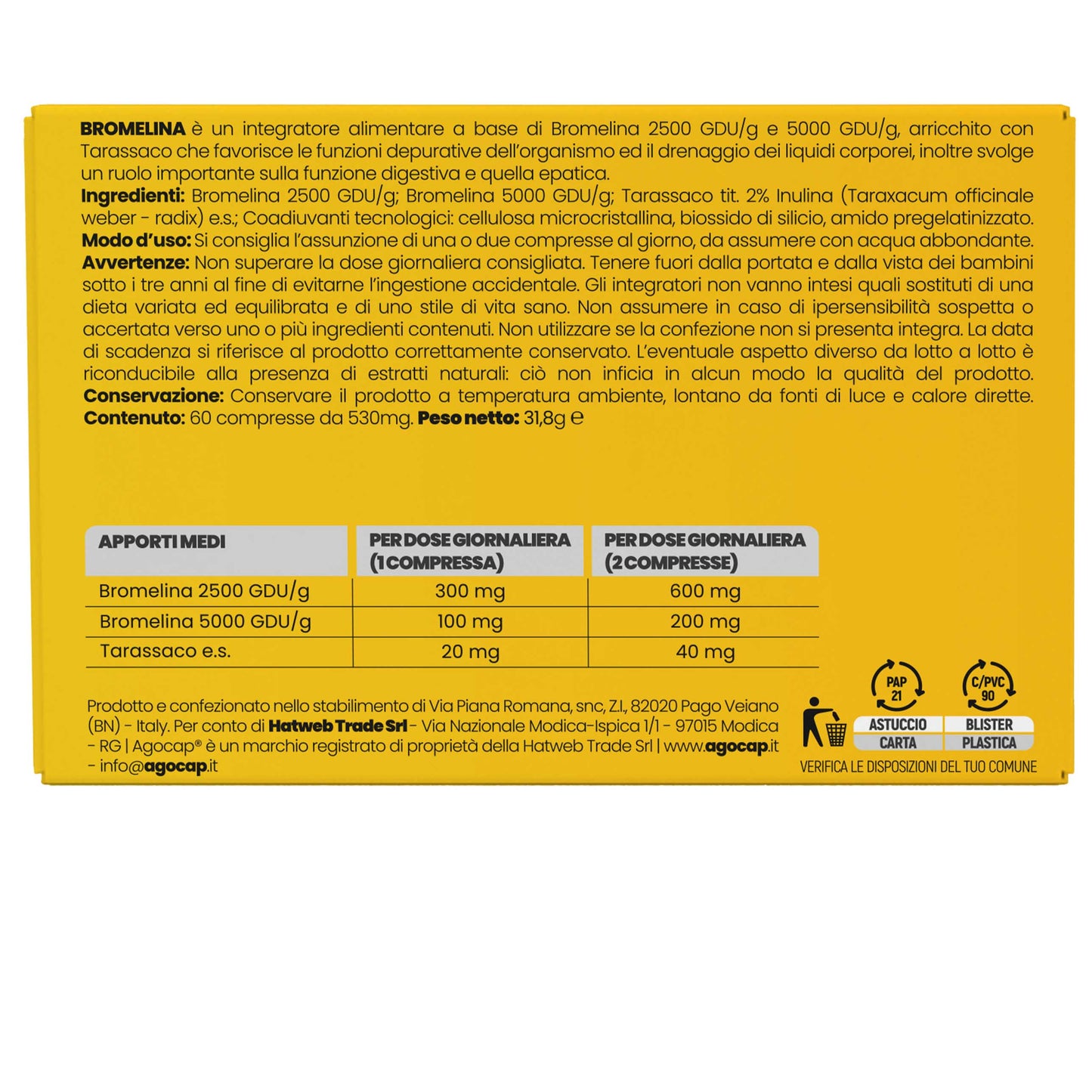Bromelina Forte | Integratore drenante e anticellulite con Bromelina e Tarassaco
