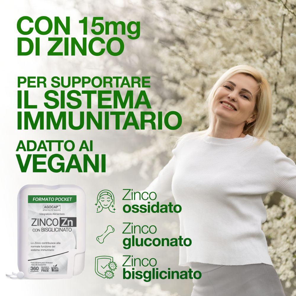 Zinco con Bisglicinato 15 mg, Alto Dosaggio, Integratore Alimentare per il Sistema Immunitario, 360 compresse