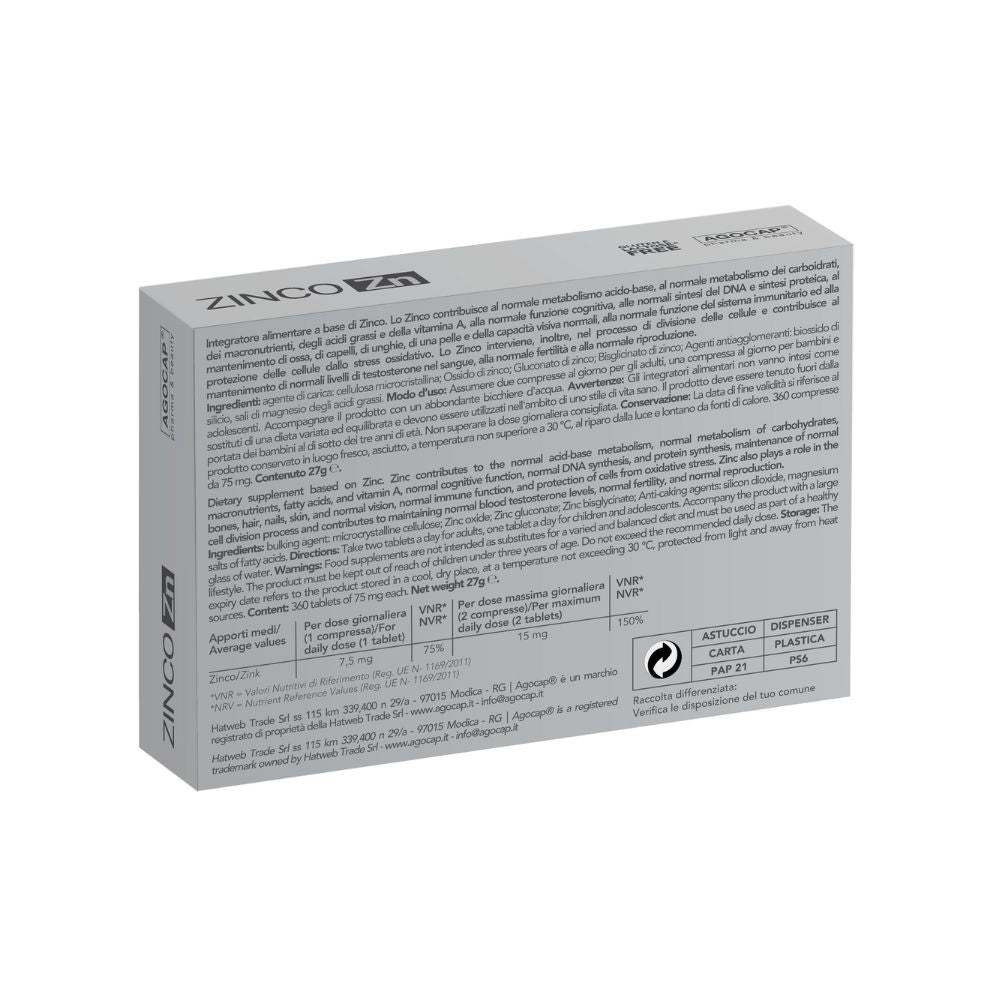 Zinco con Bisglicinato 15 mg, Alto Dosaggio, Integratore Alimentare per il Sistema Immunitario, 360 compresse