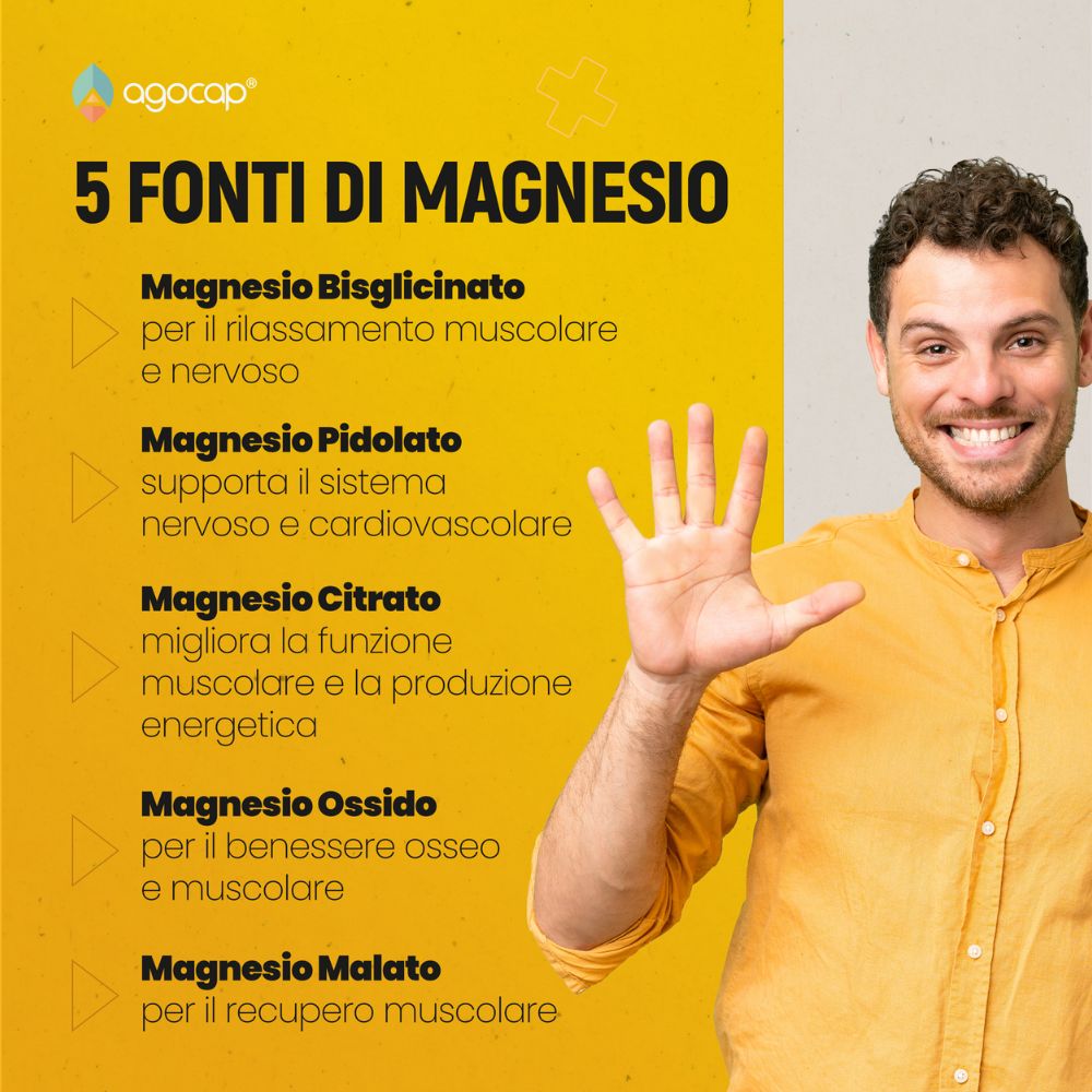 Magnesio 5 Fonti | Integratore contro stress e affaticamento per energia e sistema nervoso