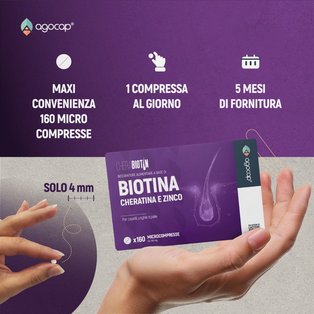 Cherabiotin | Integratore per capelli, unghie e pelle con Biotina, Cheratina e Zinco
