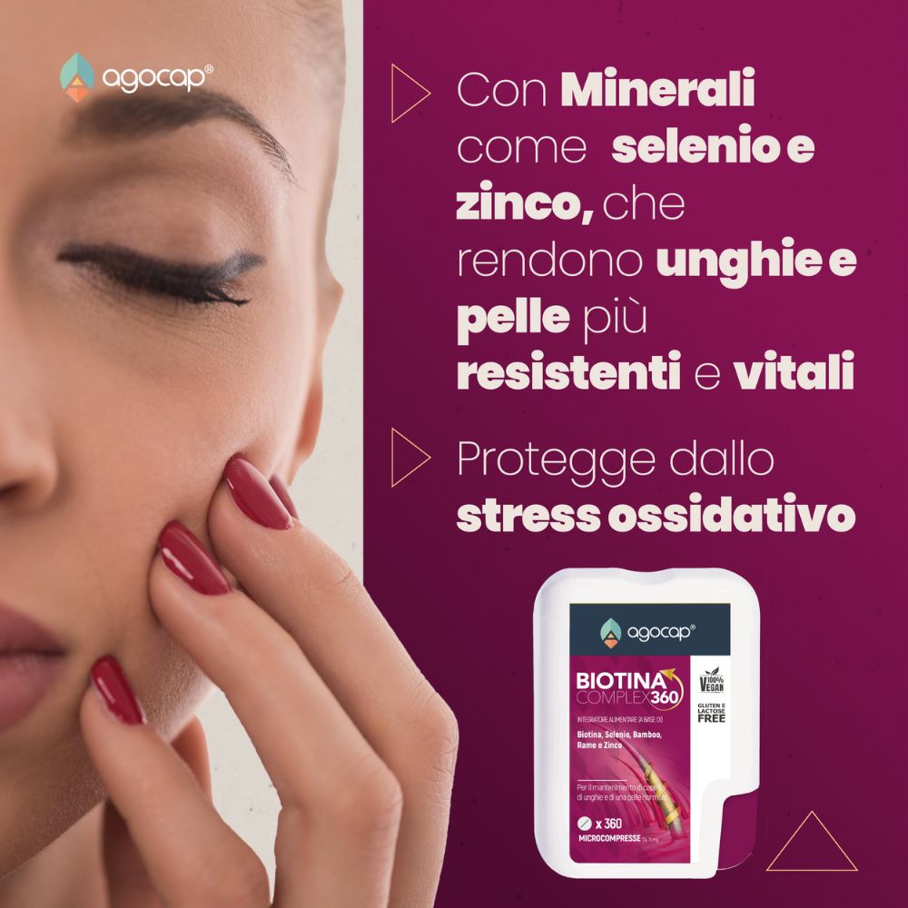 Biotina Complex 360 | Integratore con Biotina, Zinco e Selenio per crescita e salute dei capelli