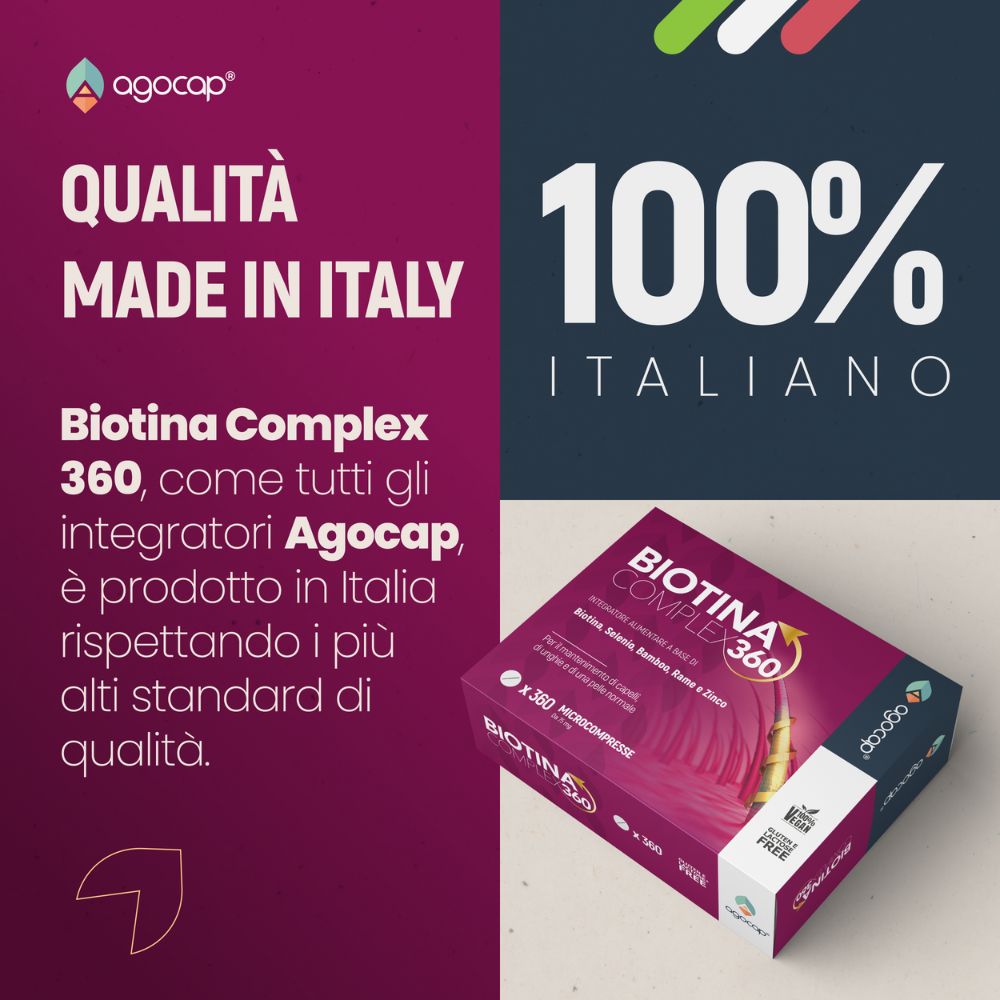 Biotina Complex 360 | Integratore con Biotina, Zinco e Selenio per crescita e salute dei capelli