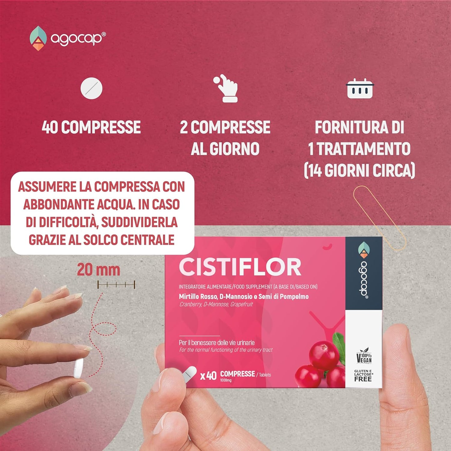 Cistiflor | Integratore per cistite e candida con D-Mannosio, mirtillo rosso e semi di pompelmo