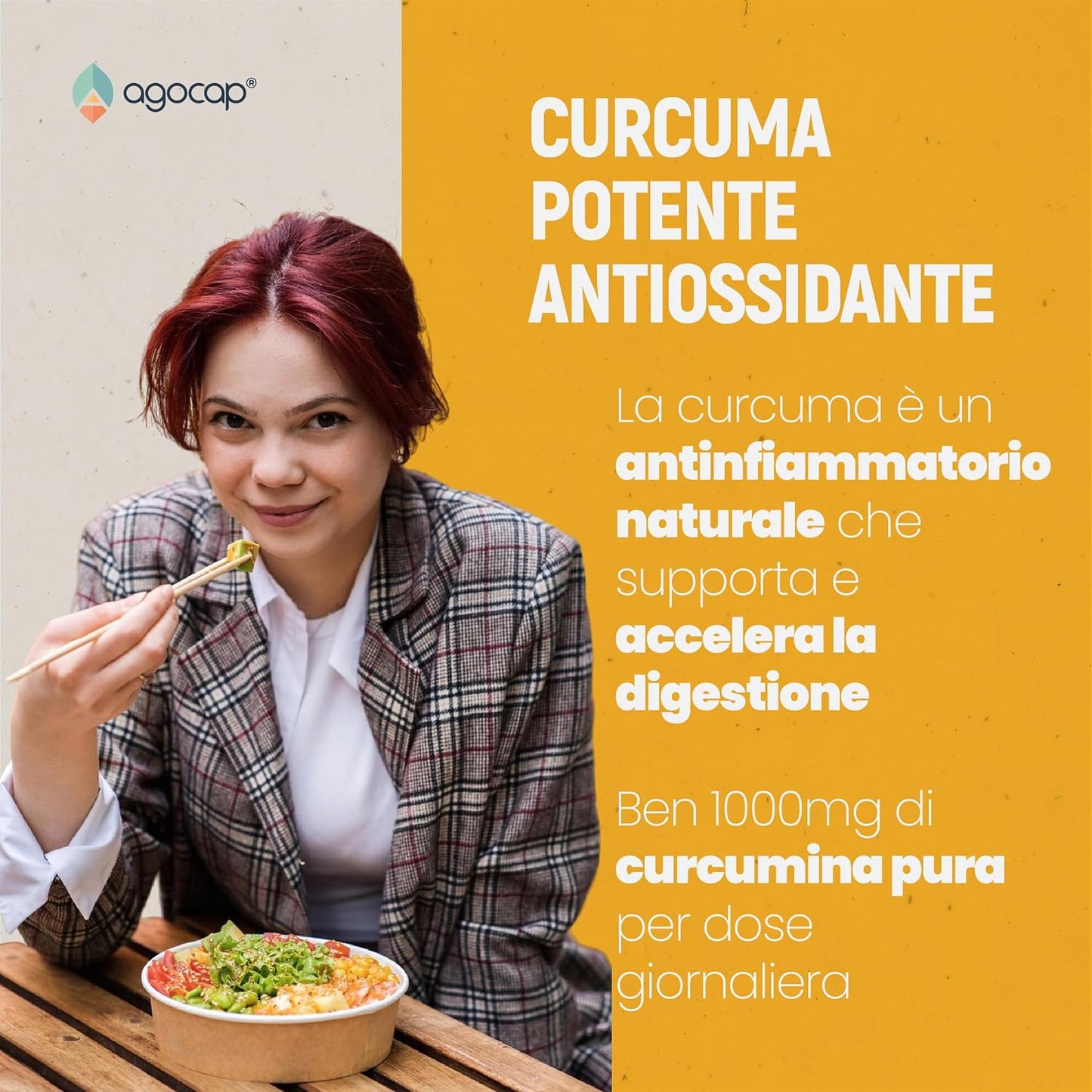 Curcumaid Pro | Integratore per digestione e mobilità gastrointestinale con Curcuma, Piperina e Zenzero