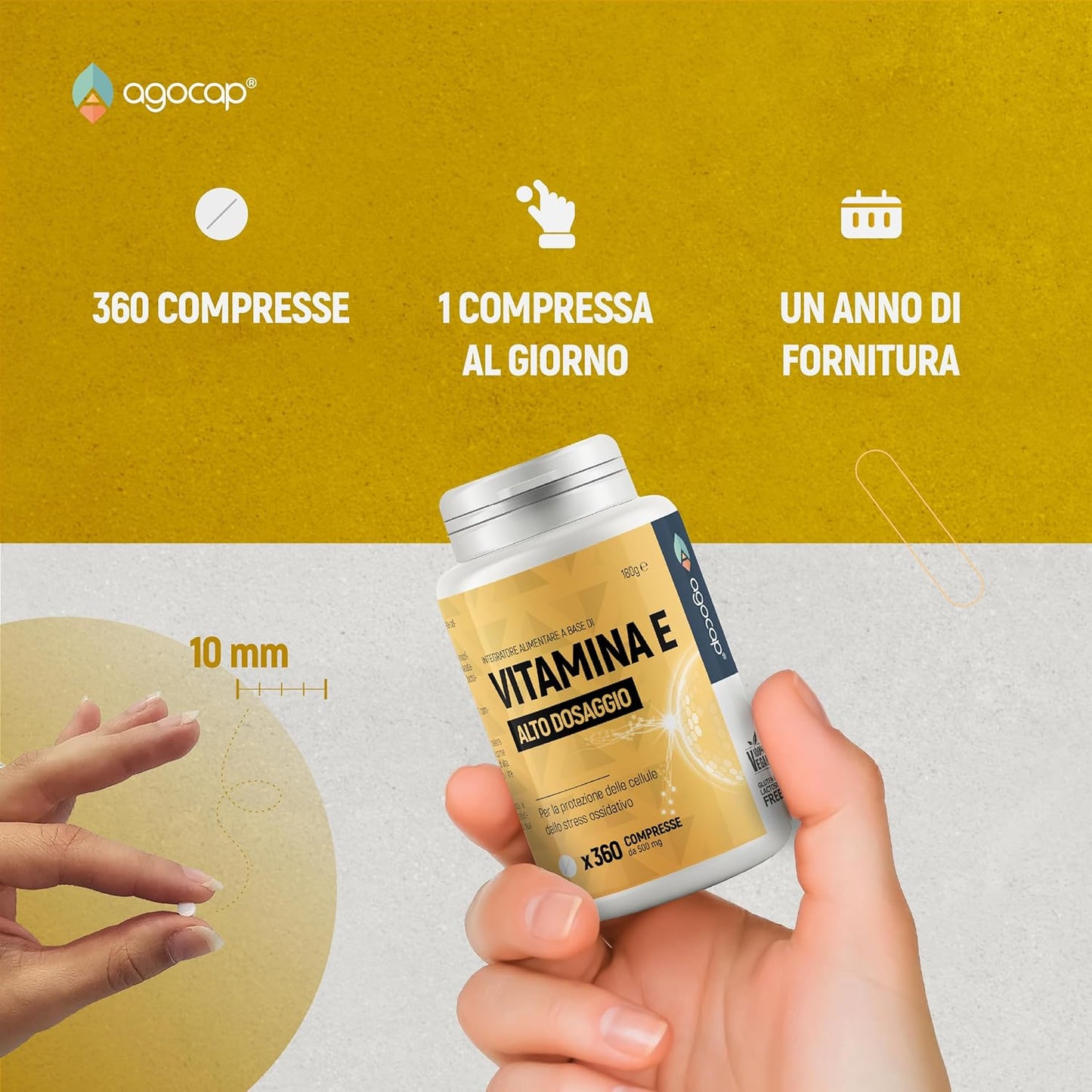 Vitamina E Pura | Integratore antiossidante per pelle e capelli con Vitamina E 60 mg