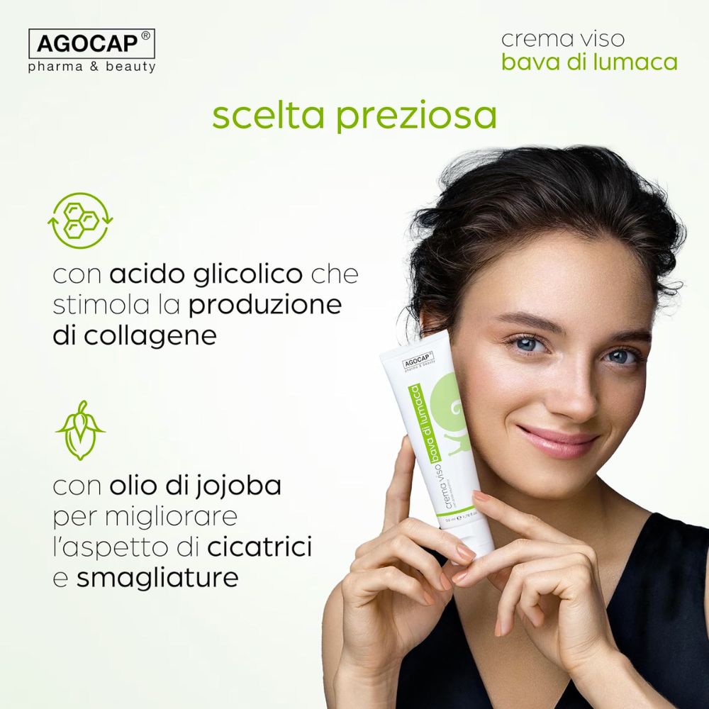 Crema Viso Bava di Lumaca e Acido Ialuronico 100% Naturale, Anti-Age, Idratante e Rigenerante, 50ml