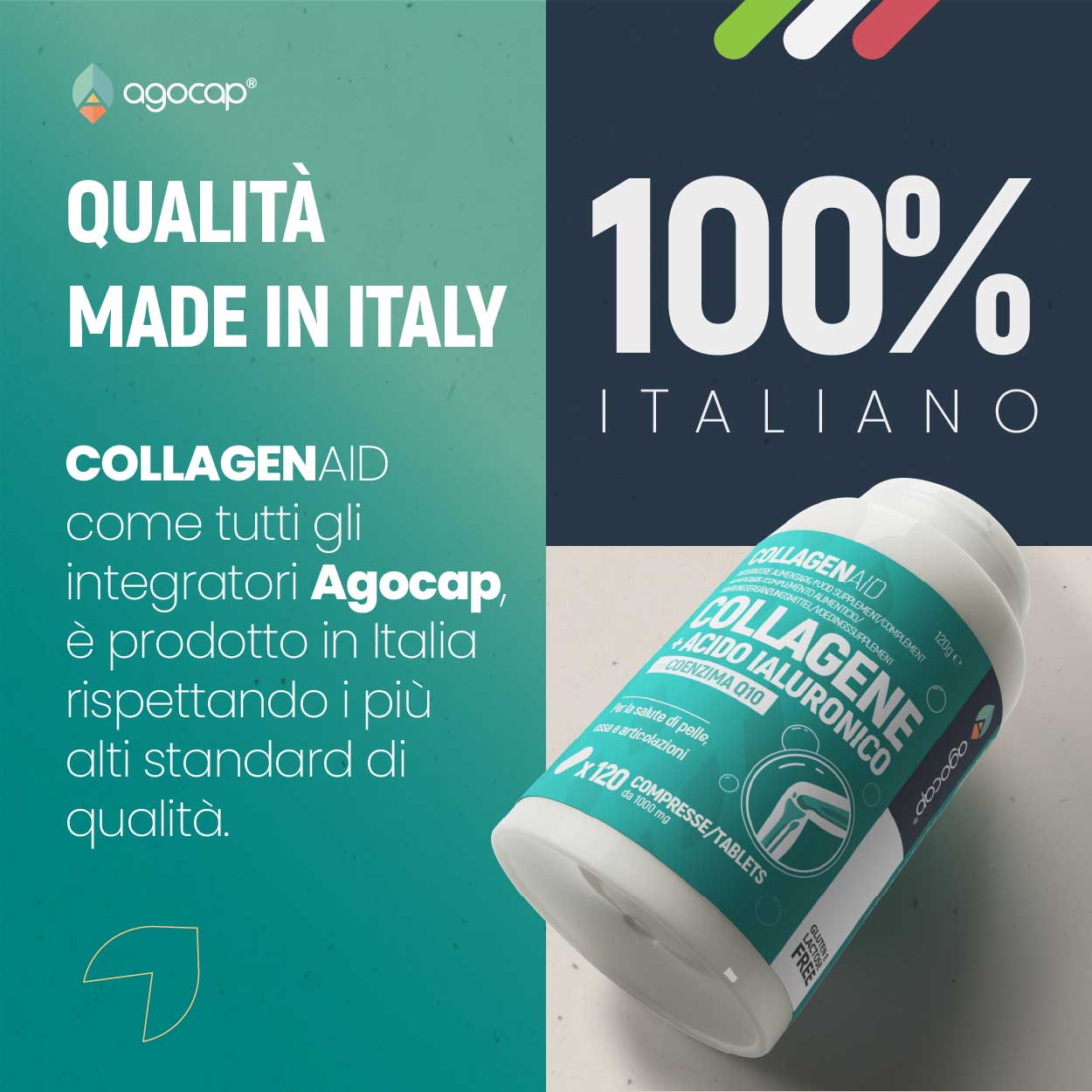 Collagenaid | Integratore per articolazioni, tendini e pelle con Collagene, Acido Ialuronico e Coenzima Q10