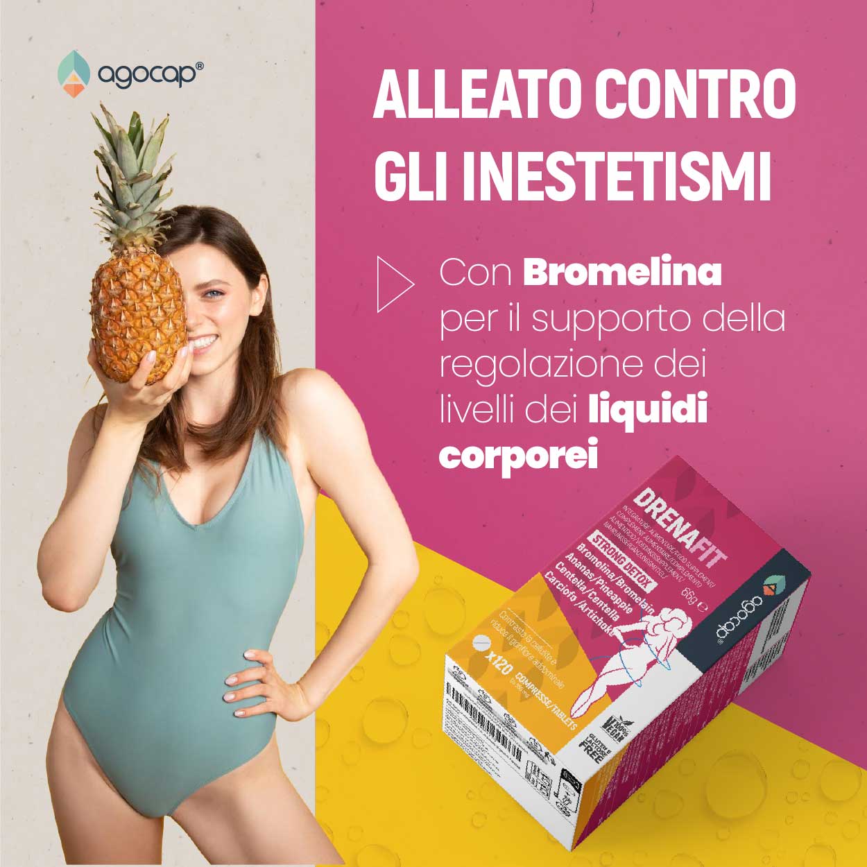DrenaFit | Integratore drenante e snellente con Bromelina, Ananas, Centella e Carciofo