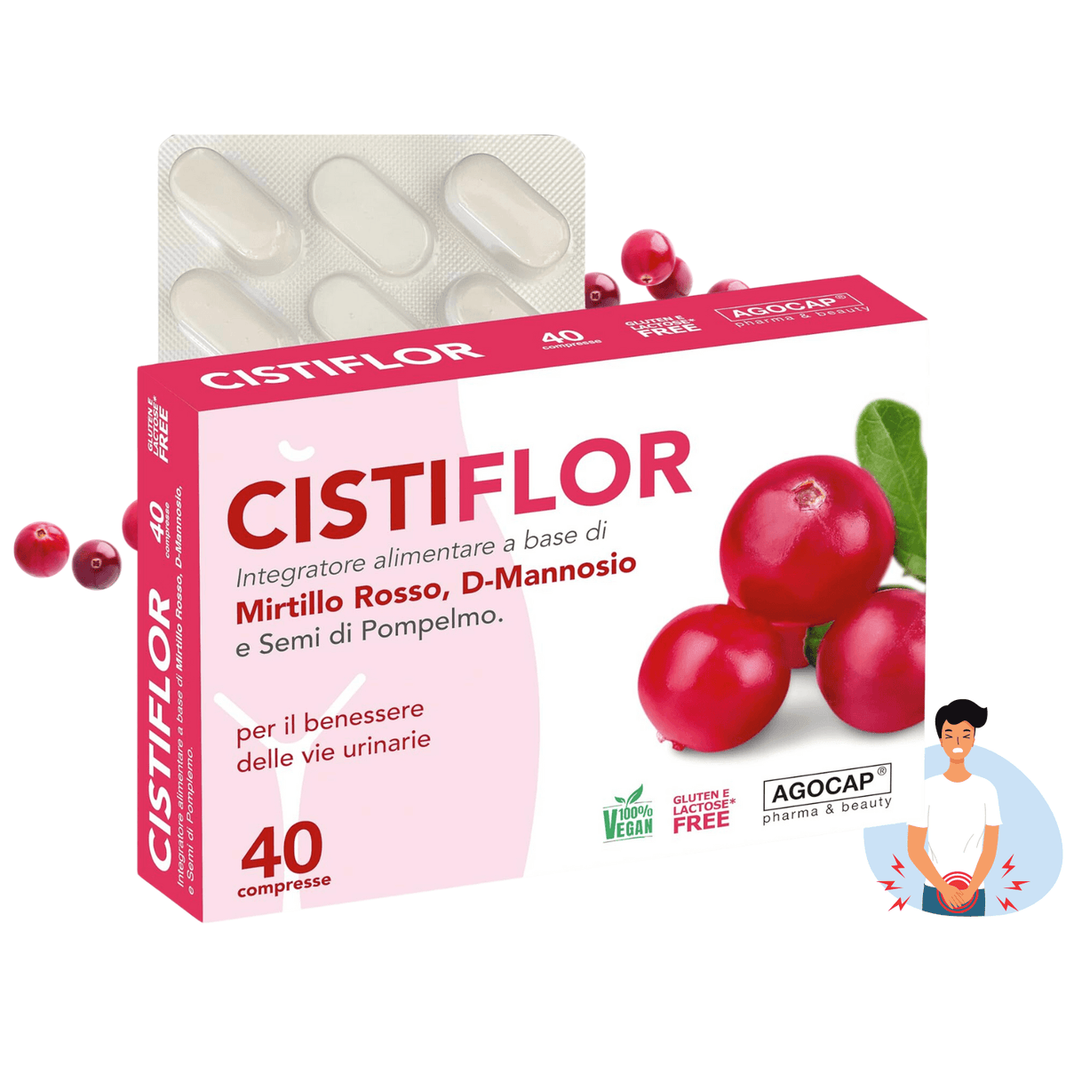 Cistiflor - Integratore a base di D-Mannosio Mirtillo Rosso e Semi di Pompelmo - Agocap Pharma & Beauty