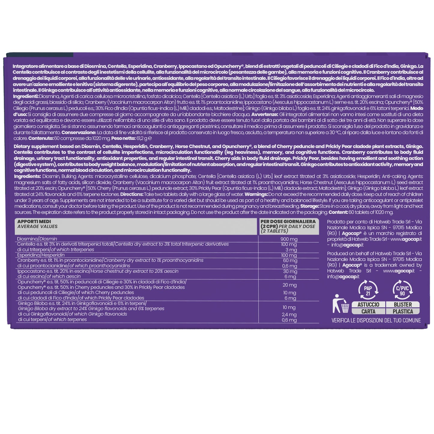 Venactum | Integratore per microcircolo e gambe leggere con Diosmina ed Esperidina