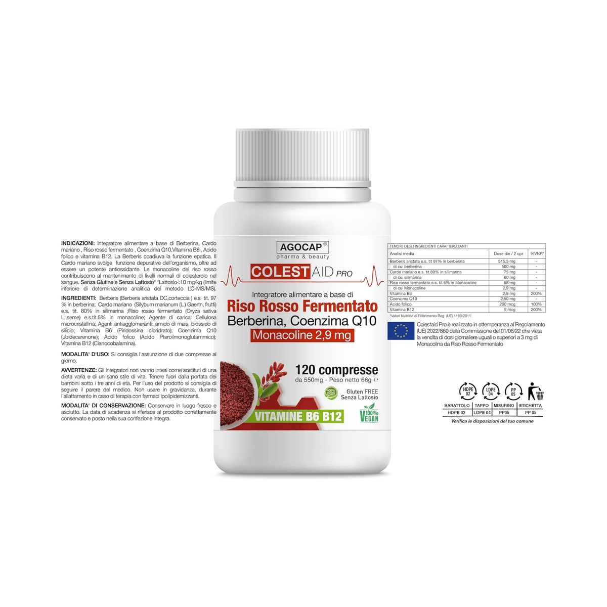 Integratore colesterolo riso rosso fermentato Colestaid. Agocap Pharma