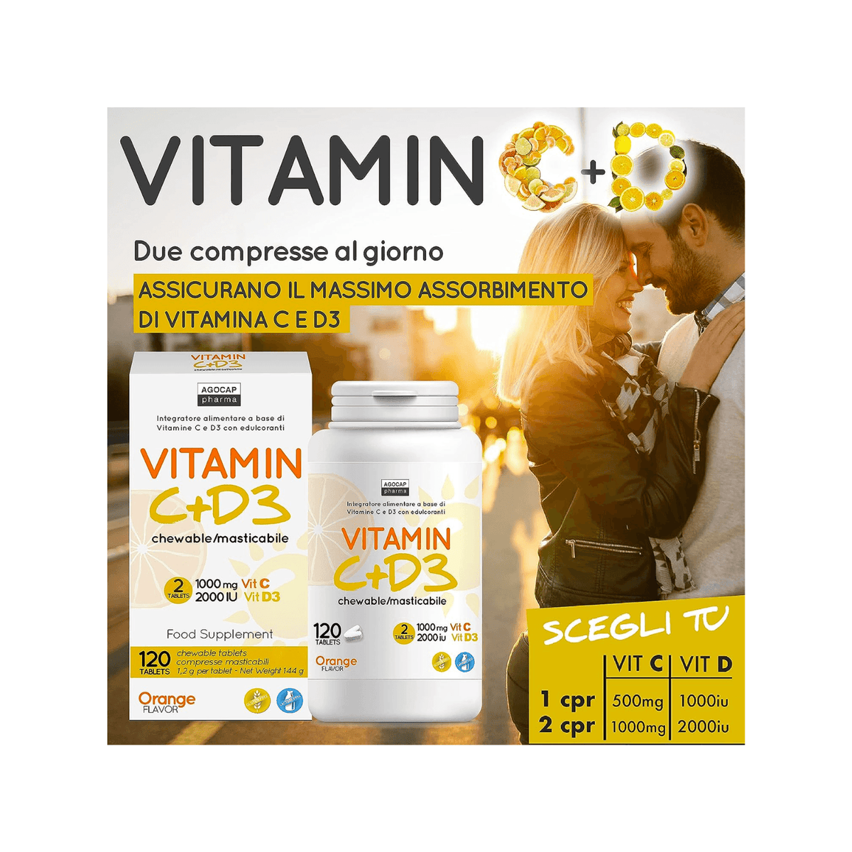 Vitamina c e d3 | Integratore c+d3 in compresse masticabili