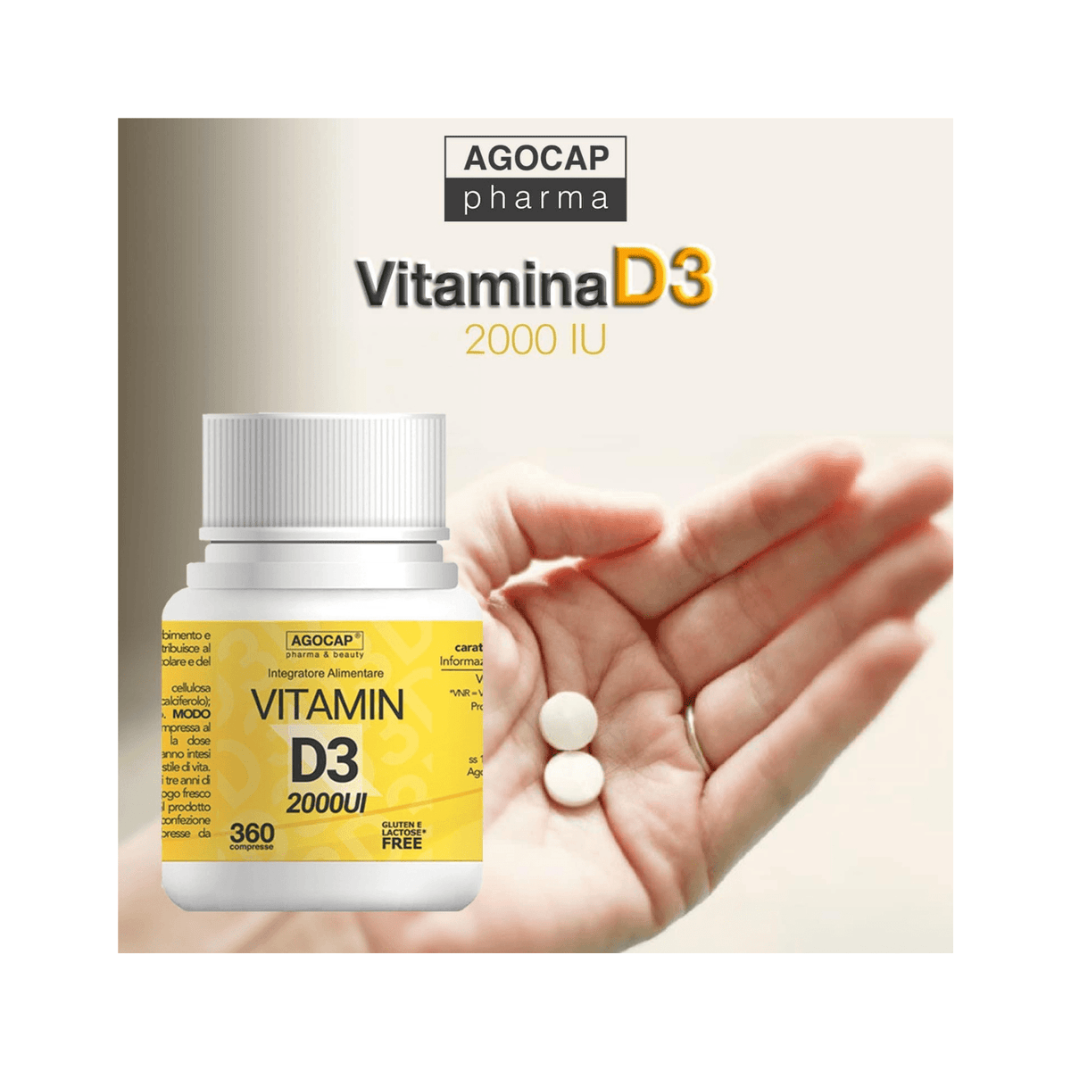 Vitamina D3 2000 ui integratore alto dosaggio | Agocap Pharma