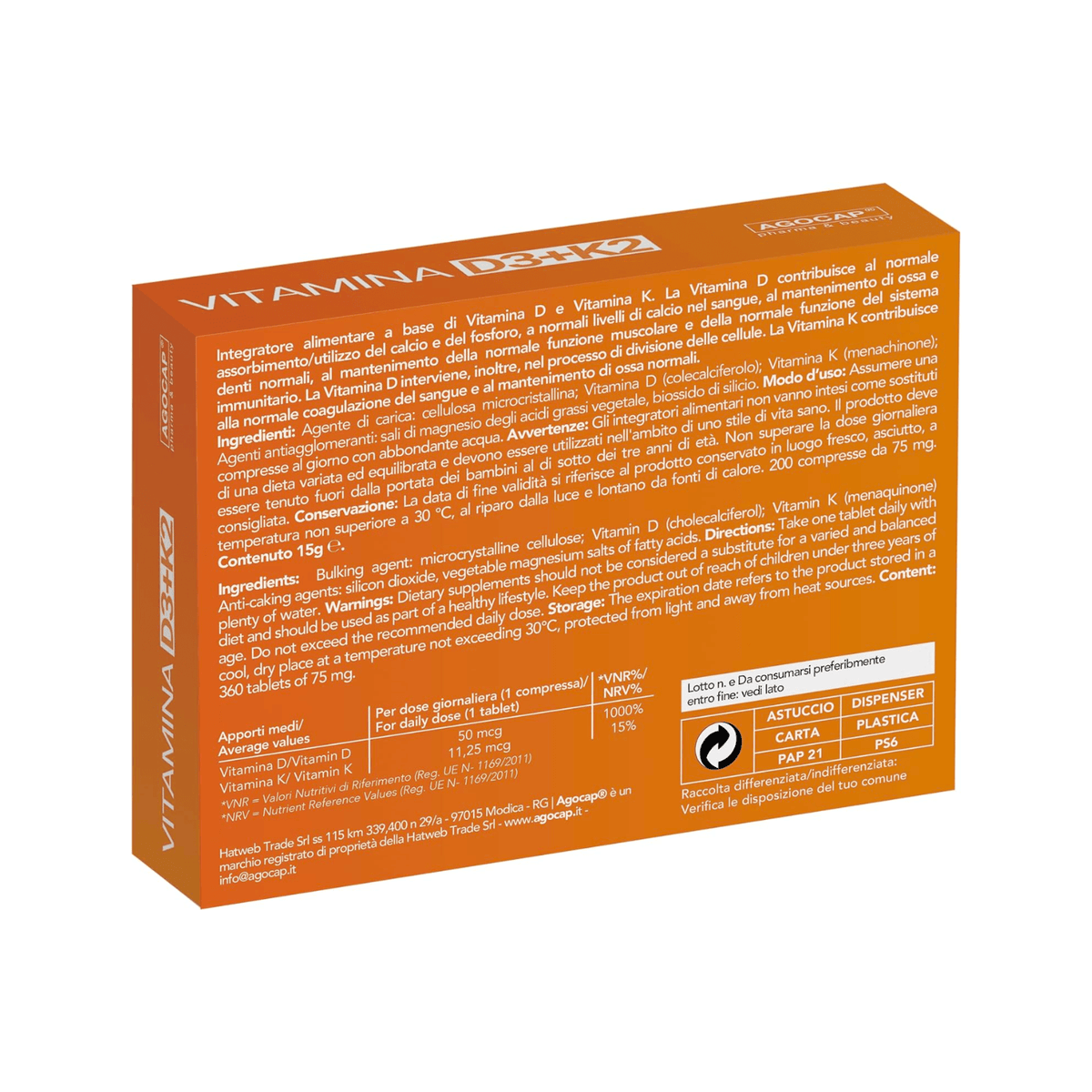 VitaD3-K2 Pocket: Integratore Vitamina D3 e K2 in Microcompresse Tascabili