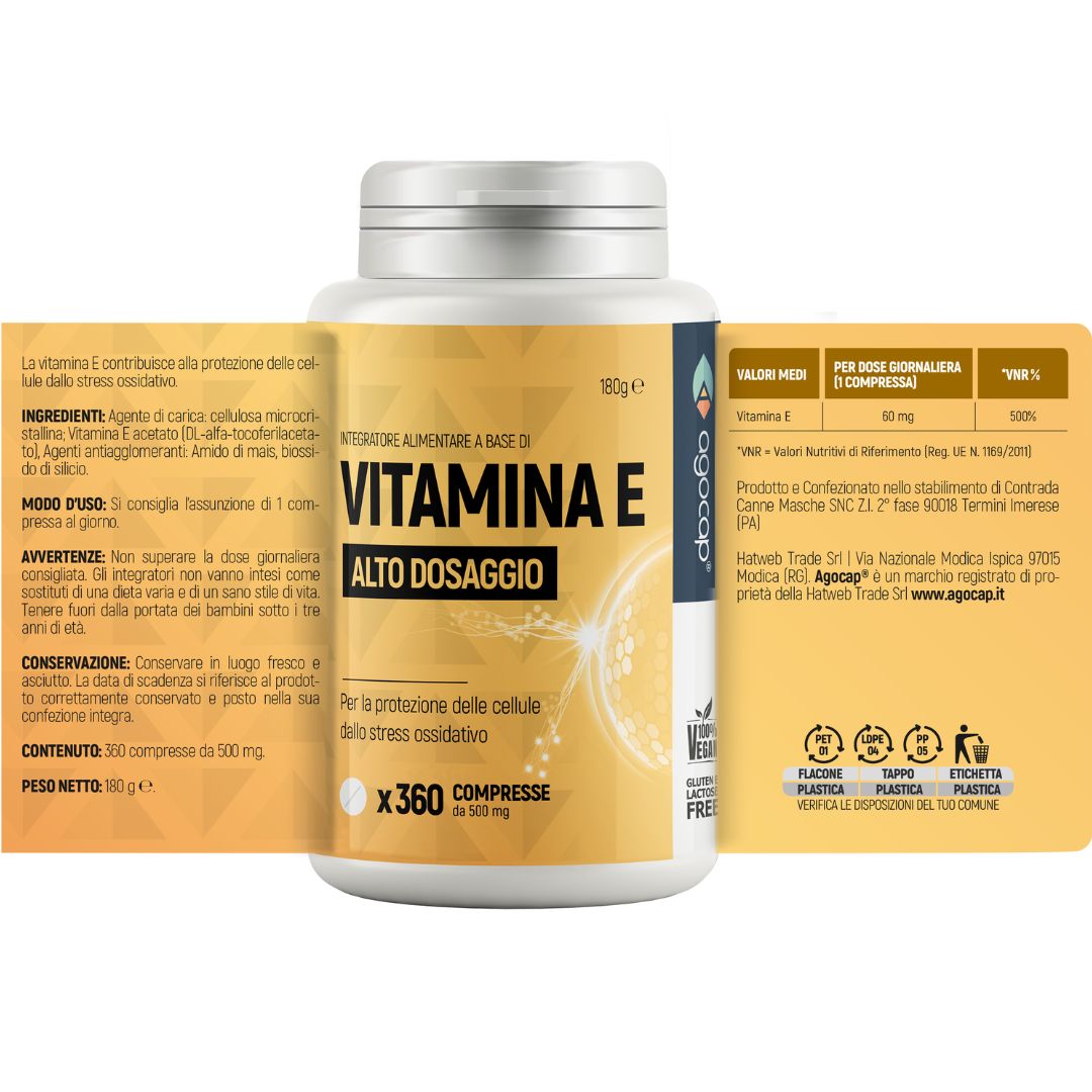 Vitamina E Pura | Integratore antiossidante per pelle e capelli con Vitamina E 60 mg